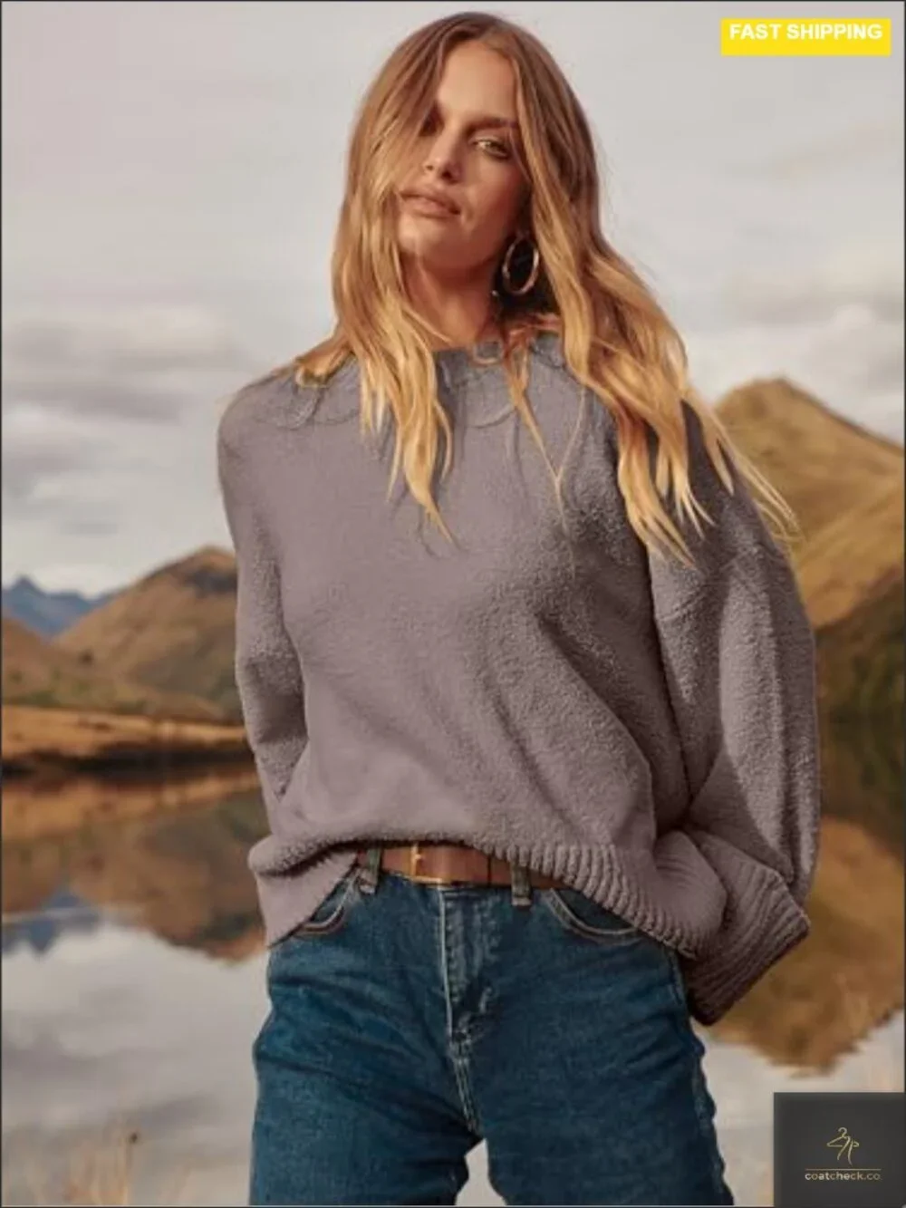 Oversized Fuzzy Knit Chunky Pullover Sweater Long Sleeve Crew Neck